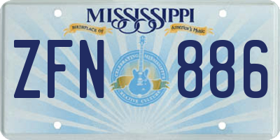 MS license plate ZFN886