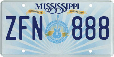 MS license plate ZFN888