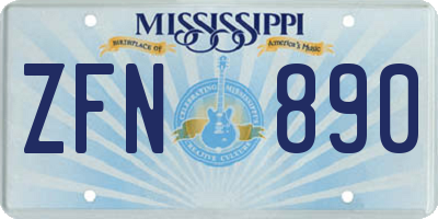 MS license plate ZFN890