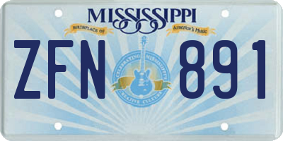 MS license plate ZFN891