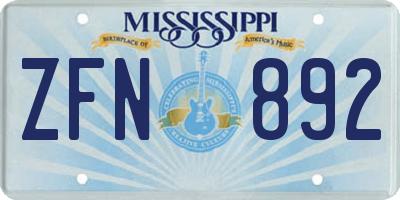 MS license plate ZFN892