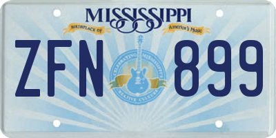 MS license plate ZFN899