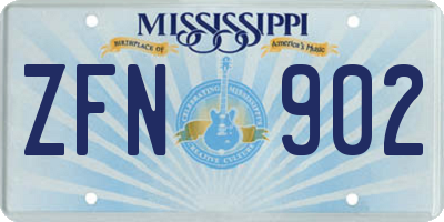 MS license plate ZFN902