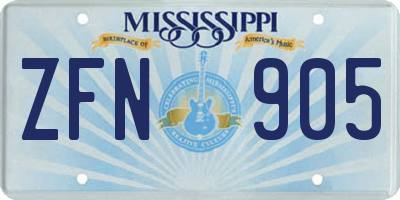 MS license plate ZFN905