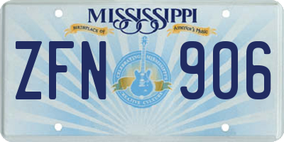 MS license plate ZFN906