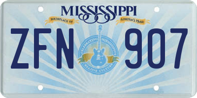 MS license plate ZFN907