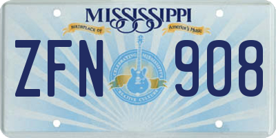 MS license plate ZFN908