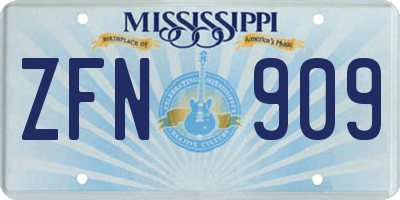 MS license plate ZFN909