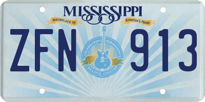 MS license plate ZFN913