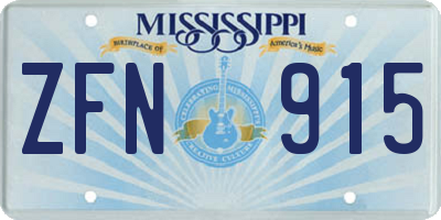 MS license plate ZFN915