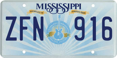 MS license plate ZFN916