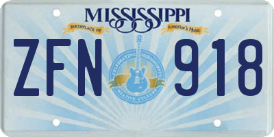MS license plate ZFN918