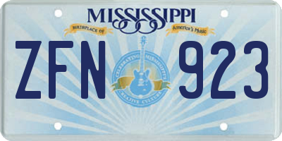 MS license plate ZFN923