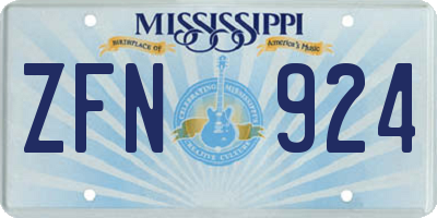 MS license plate ZFN924