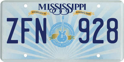 MS license plate ZFN928