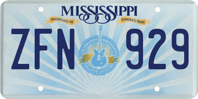 MS license plate ZFN929
