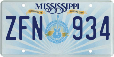 MS license plate ZFN934