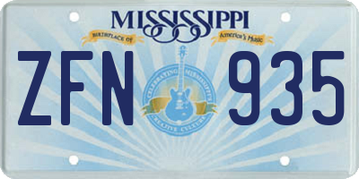 MS license plate ZFN935