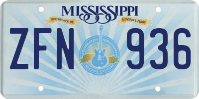 MS license plate ZFN936