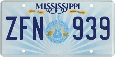 MS license plate ZFN939
