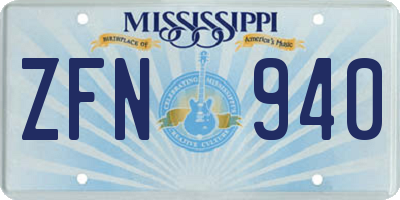 MS license plate ZFN940