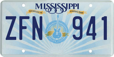 MS license plate ZFN941