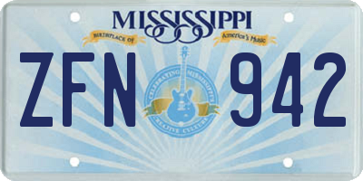 MS license plate ZFN942
