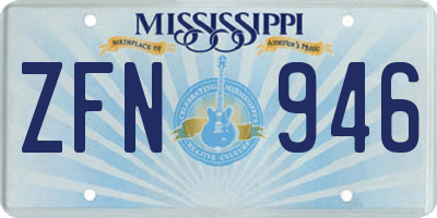 MS license plate ZFN946