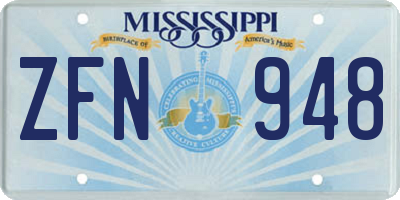 MS license plate ZFN948