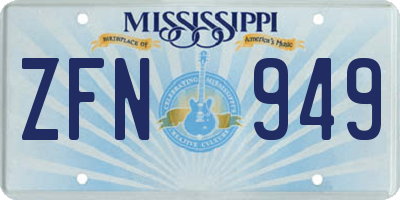 MS license plate ZFN949
