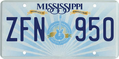MS license plate ZFN950
