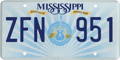 MS license plate ZFN951