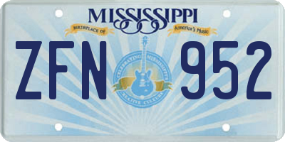 MS license plate ZFN952