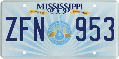 MS license plate ZFN953