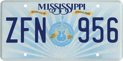 MS license plate ZFN956
