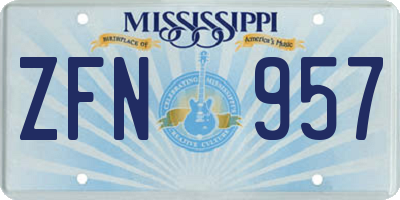 MS license plate ZFN957
