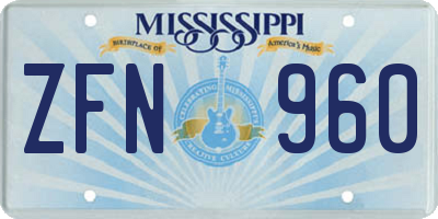 MS license plate ZFN960