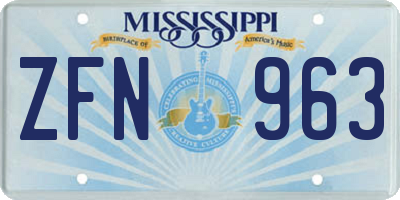 MS license plate ZFN963