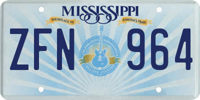 MS license plate ZFN964