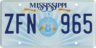 MS license plate ZFN965