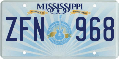 MS license plate ZFN968