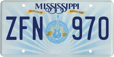 MS license plate ZFN970