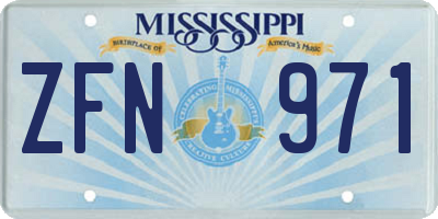 MS license plate ZFN971