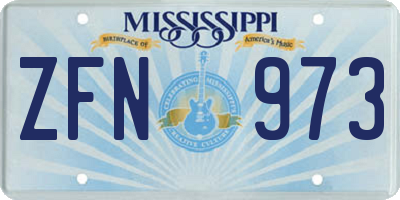 MS license plate ZFN973
