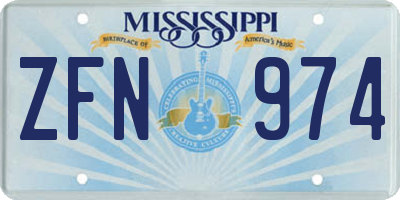 MS license plate ZFN974