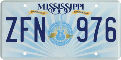 MS license plate ZFN976