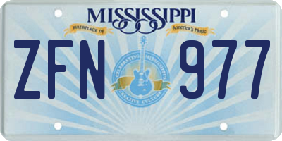 MS license plate ZFN977