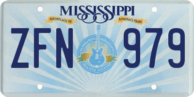 MS license plate ZFN979