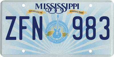 MS license plate ZFN983