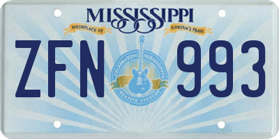 MS license plate ZFN993